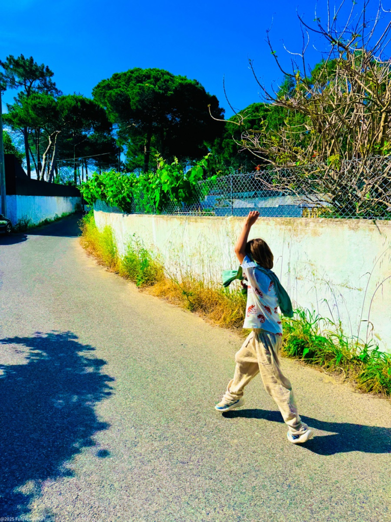 Boy exploring the Portuguese villages