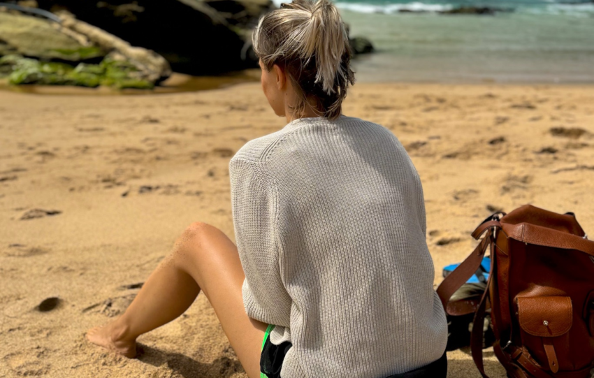 Woman in Portugal by the ocean