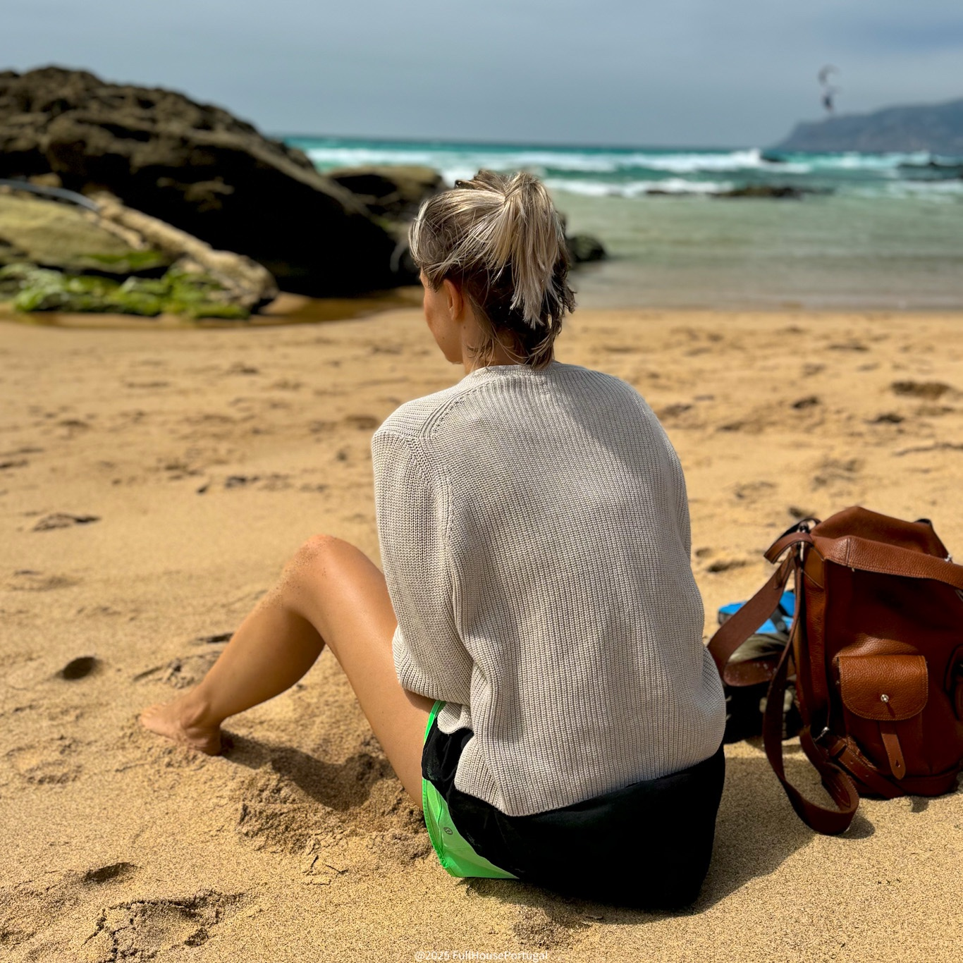 Woman in Portugal by the ocean